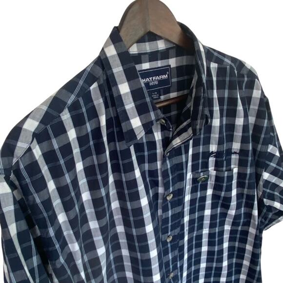 Phat Farm Navy and White Button Up Shirt - Large - Picture 2 of 5